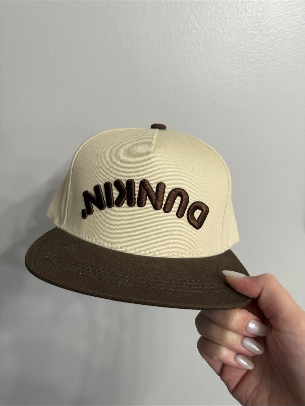 Dunkin Beige and Brown Snapback Hat
